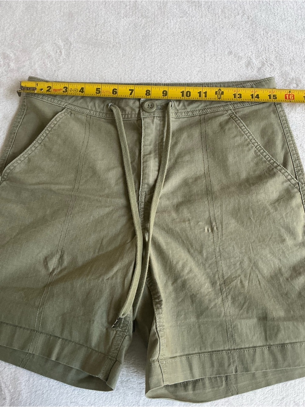 Eddie Bauer Olive Green Flat Front Drawstring Shorts - Picture 6 of 14